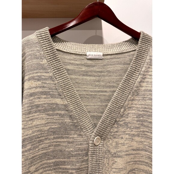 John Elliot Juke Cardigan Cotton Heavy Chunky Fisherman Rib Knit Mens S (1) Gray - Picture 2 of 8
